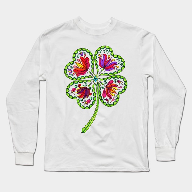 Four-leaf clover Long Sleeve T-Shirt by kasmodiah